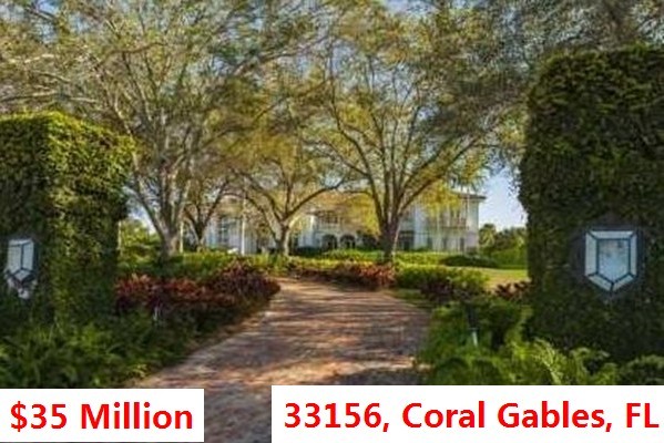 Top 100 Most Expensive Zip Codes in US by Forbes in 2013-Rank no.12-33156, Coral Gables, FL