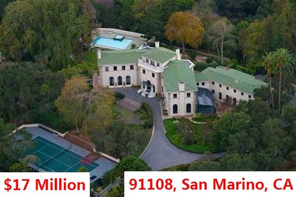 Top 100 Most Expensive Zip Codes in US by Forbes in 2013-Rank no.74 – 91108, San Marino, CA