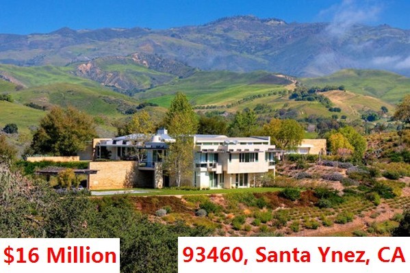 Top 100 Most Expensive Zip Codes in US by Forbes in 2013-Rank no.95 – 93460, Santa Ynez, CA