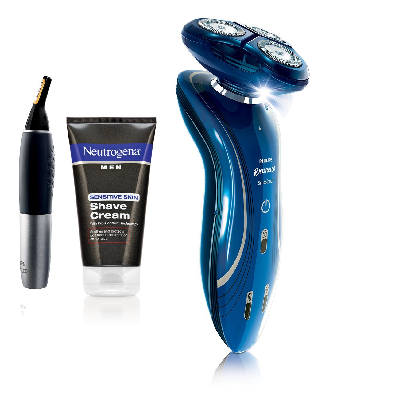 Philips Norelco 1150X/40HP Sensotouch 2D Electric Razor with Bonus Nose and Ear Trimmer and Neutrogena Shave Cream
