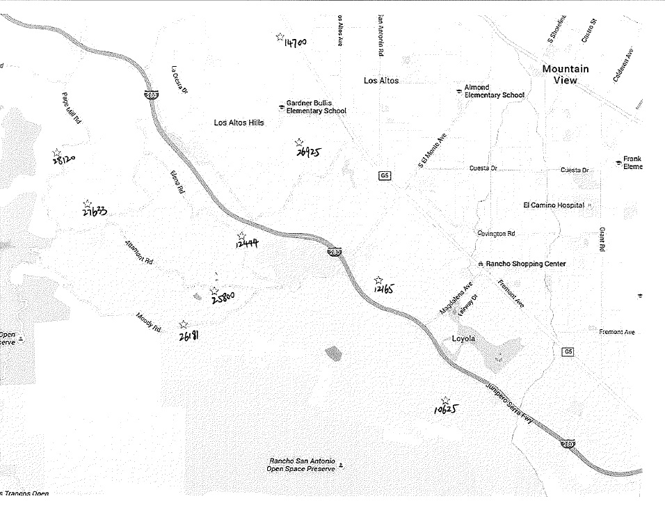 Los Altos Hills Showing Route
