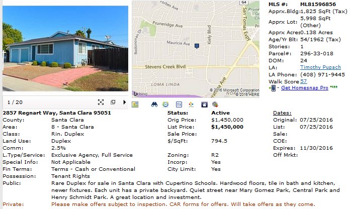 Duplex in Santa Clara 95051