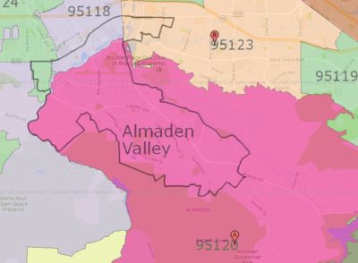 Zipmap for Almaden Valley; San Jose; Santa Clara County